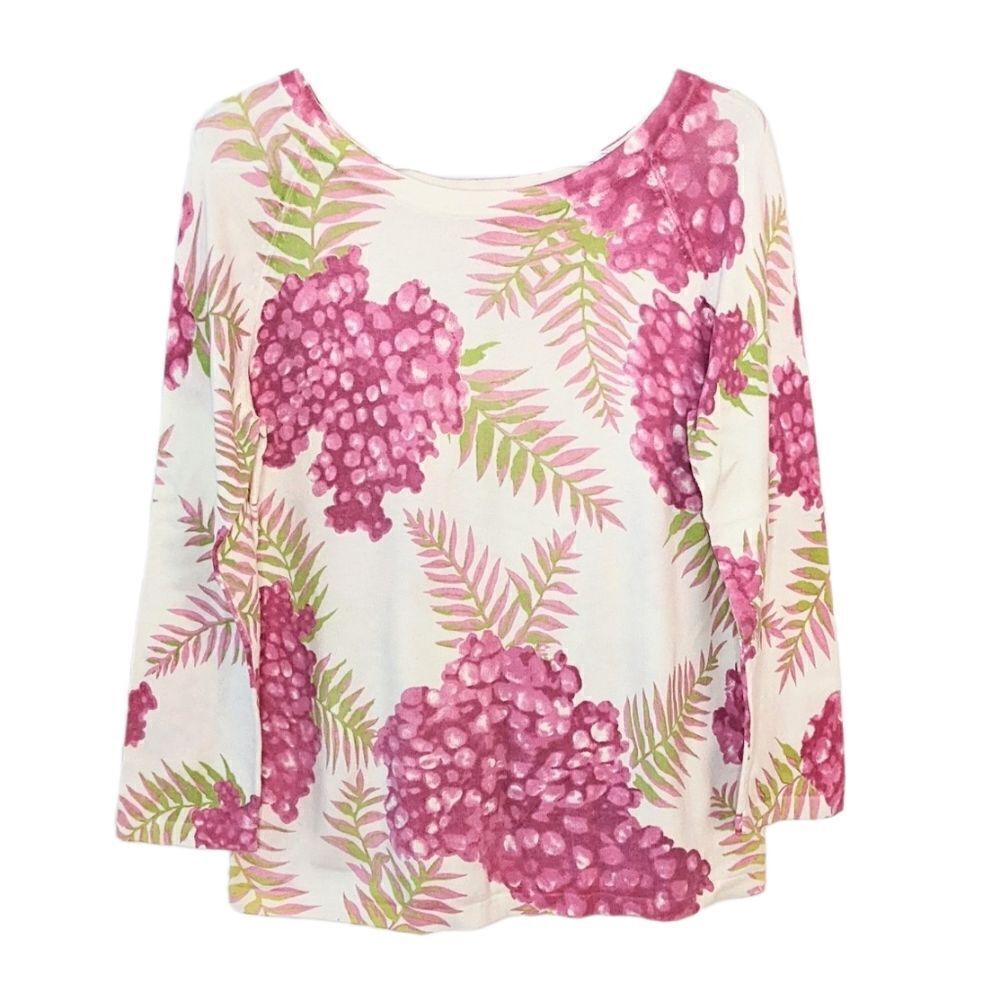 Knitme boat neckline pink berry green leafs sweater Medium @X